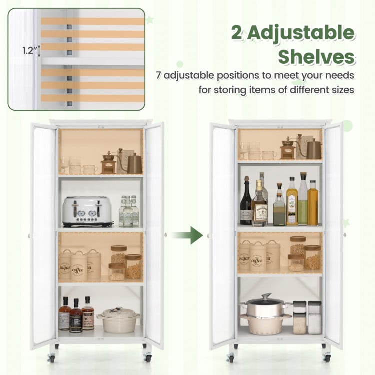 Storage Cabinet with Wheels and Adjustable Shelves