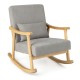 Nursery Rocking Accent Chair with Rubber Wood Armrests