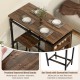 3 Pieces Dining Table Set with 3-Tier Storage Shelf and Metal Frame