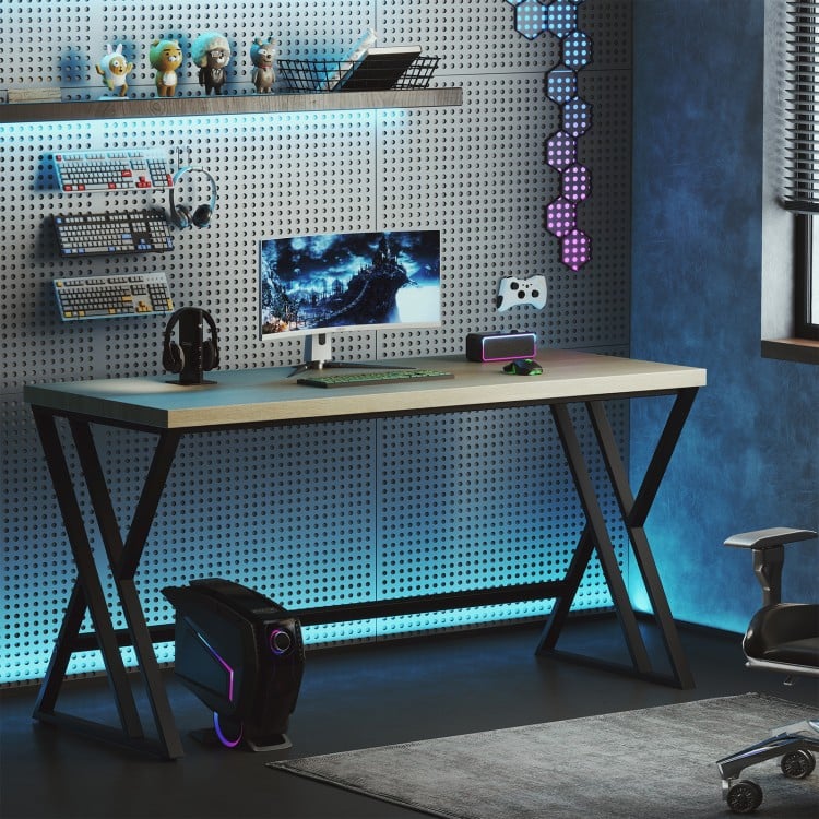 59 Inch Computer Desk with Heavy-duty Metal Frame and Crossbar