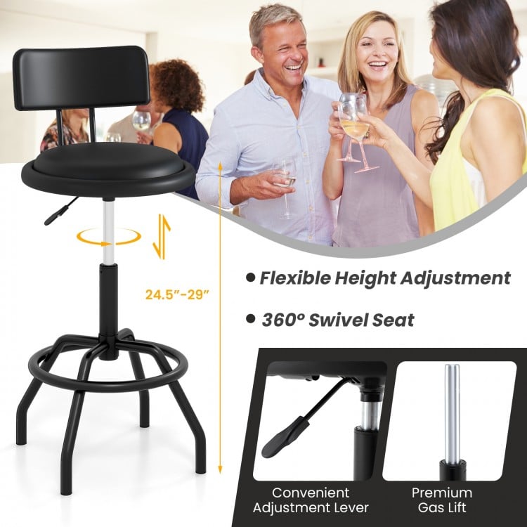 Set of 1/2 360° Swivel Counter Height Barstool with Padded Seat and Back