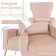 Velvet Upholstered Wingback Chair with Lumbar Pillow and Golden Metal Legs