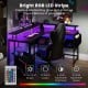 L-Shaped Gaming Desk with LED Lights and Power Outlets Home Office Computer Desk