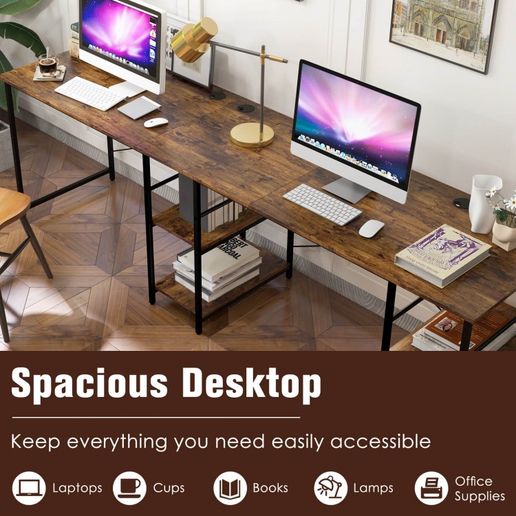 L-Shaped Computer Desk with 4 Storage Shelves