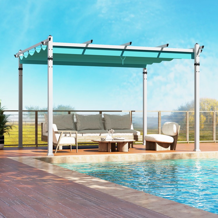 Outdoor Pergola with Retractable Canopy and Aluminum Frame