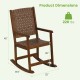 Patio Wood Rocking Chair with PU Seat and Rubber Wood Frame