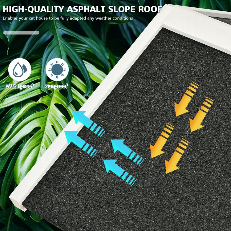 2-Story Outdoor Wooden Catio Cat House Shelter with Enclosure