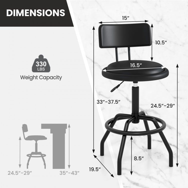 Set of 1/2 360° Swivel Counter Height Barstool with Padded Seat and Back