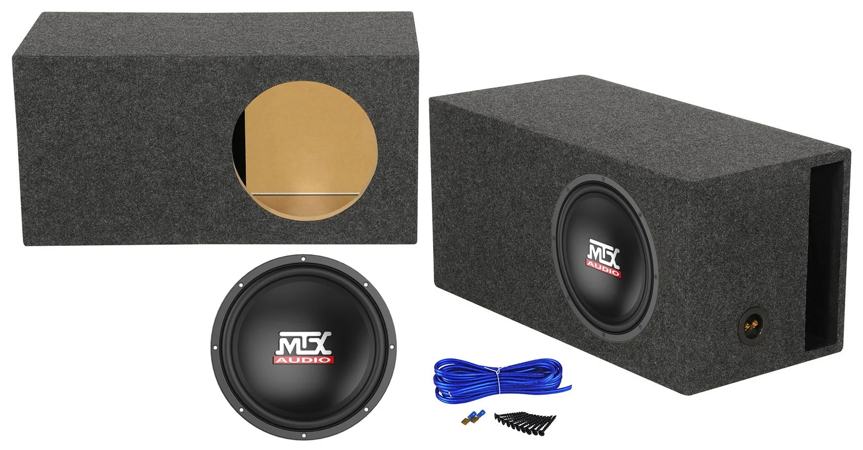 MTX Terminator 12′′ 400W Car Subwoofer with Rockville Vented Enclosure Box