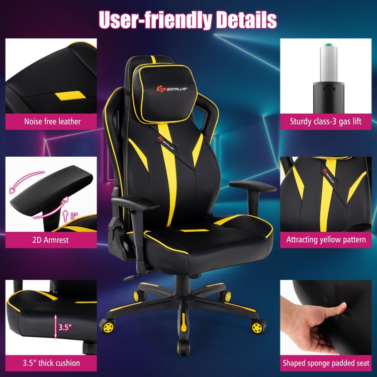 Ergonomic Gaming Chair with Adjustable Height and Reclining Backrest