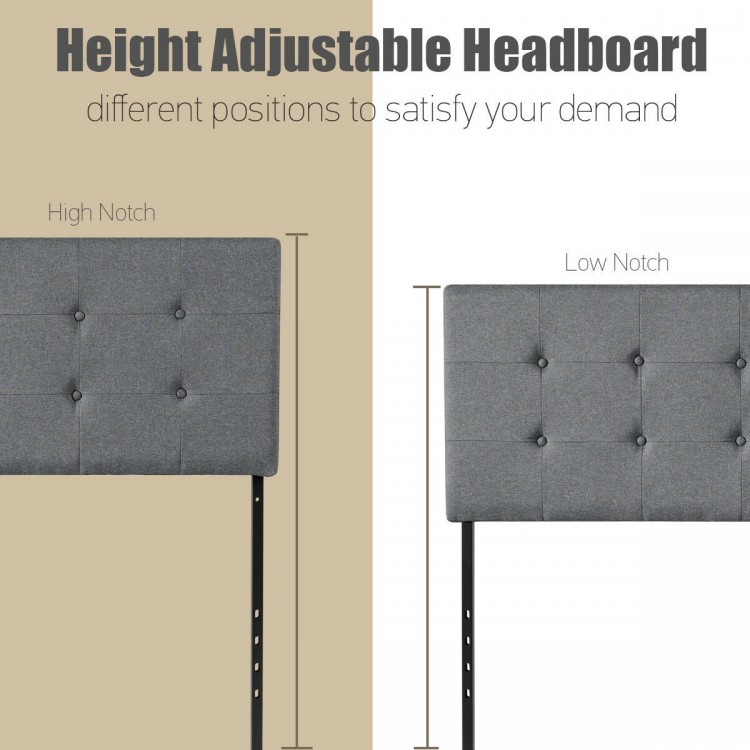 Adjustable Tufted Fabric Upholstered Headboard for Queen and Full Size Bed
