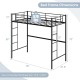 Twin Size Space-saving Metal Loft Bed with Full-Length Guardrail and 2 Ladders