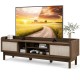 Sliding Door TV Stand for 65 Inch TV with Woven Doors