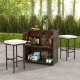 3 Pcs Patio Bar Set with Tempered Glass Tabletop
