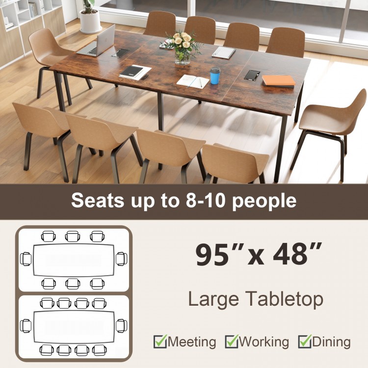 8 FT Conference Room Table Large Meeting Table Seats up to 10 People
