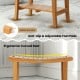30 Inches Large Teak Shower Stool with Storage Shelf and Non-slip Footpads