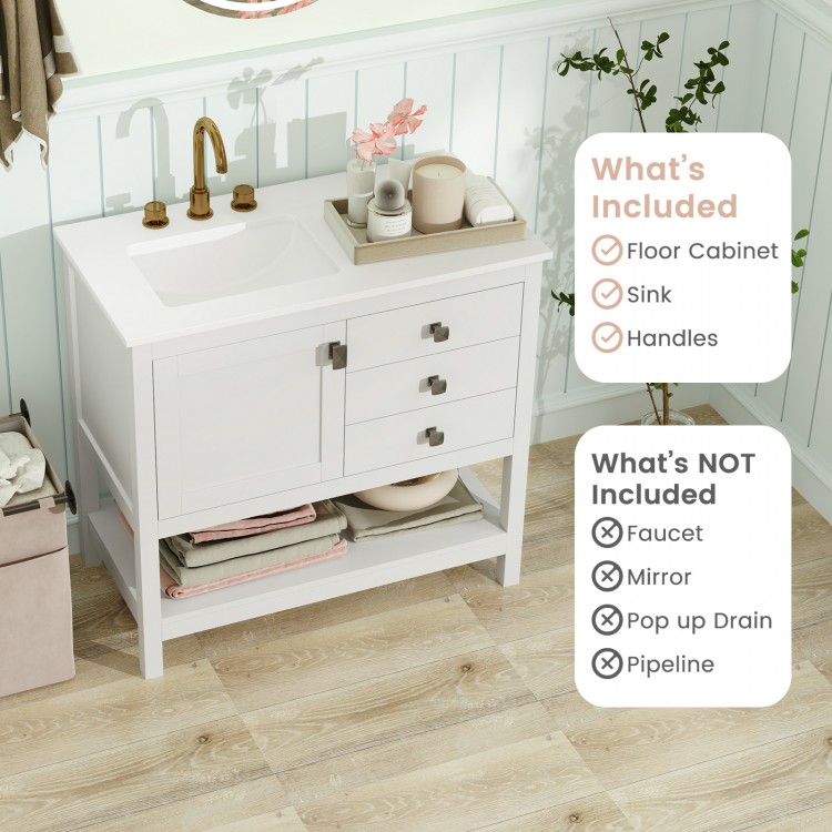 Freestanding Bathroom Vanity Unit with Basin Floor Storage Cabinet