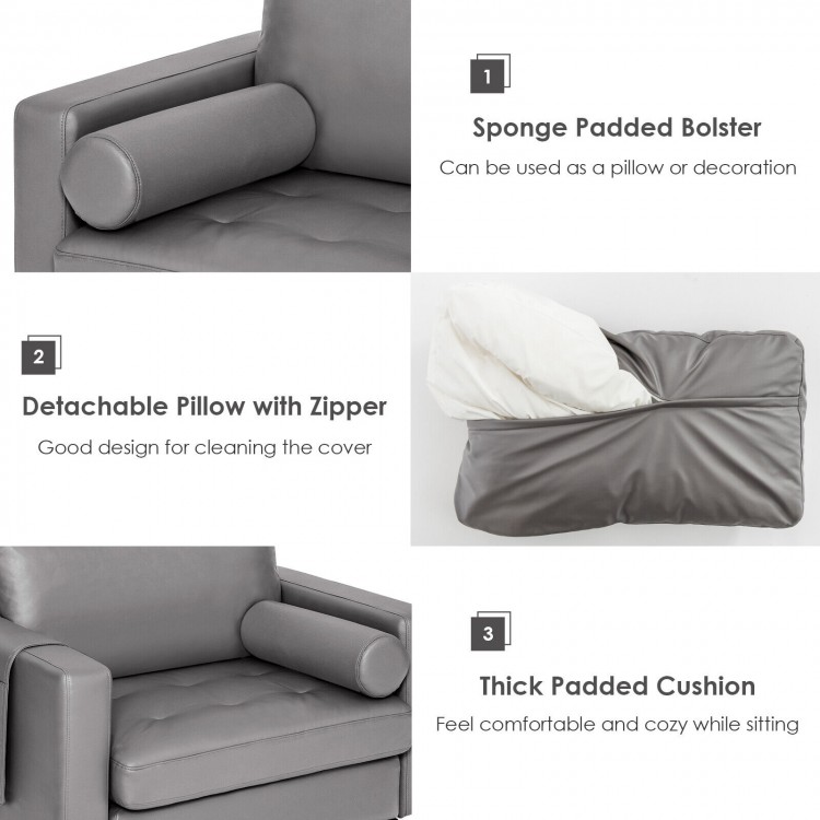 Modern Accent Chair with Bolster and Side Storage Pocket