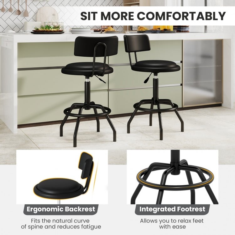 Set of 1/2 360° Swivel Counter Height Barstool with Padded Seat and Back