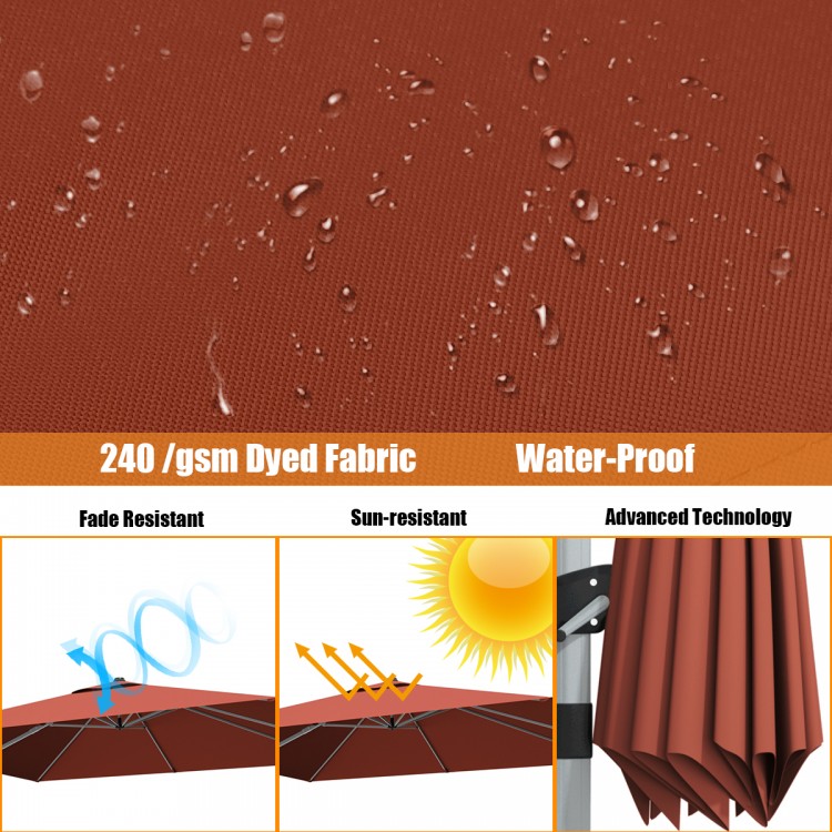 10 Feet 360° Tilt Aluminum Square Patio Umbrella without Weight Base