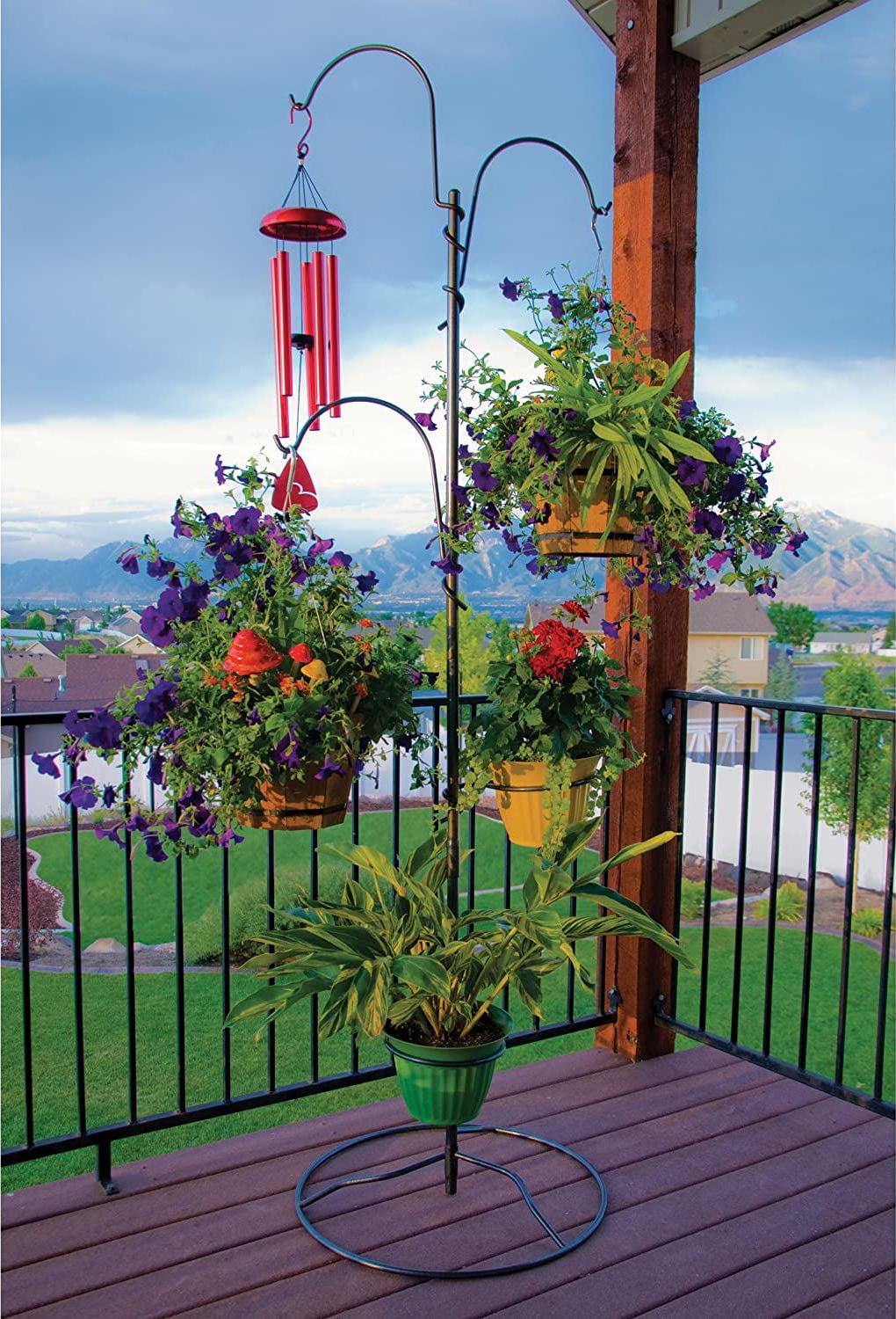 Yard Butler YT-5 Steel Hanging Garden System with Adjustable Hooks and Balcony Base