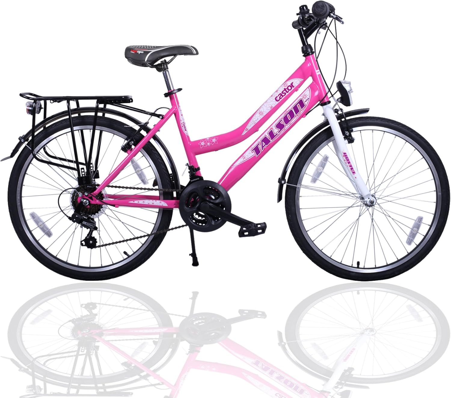 24 tommer pige cykel 21 speed Shimano kredsløb med belysning efter STVO pink dobbelt ramme