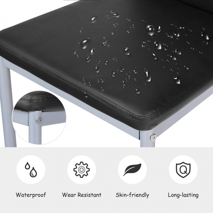 4 Pieces PVC Elegant Design Leather Dining Chairs with Solid Metal Legs