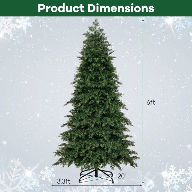 6/7.5 Feet Pre-Lit Artificial Christmas Tree with 11 Modes and Metal Stand
