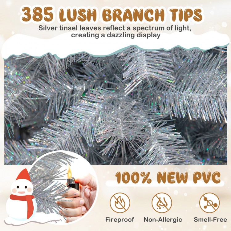 Artificial Xmas Tree with Branch Tips and Warm White LED Lights