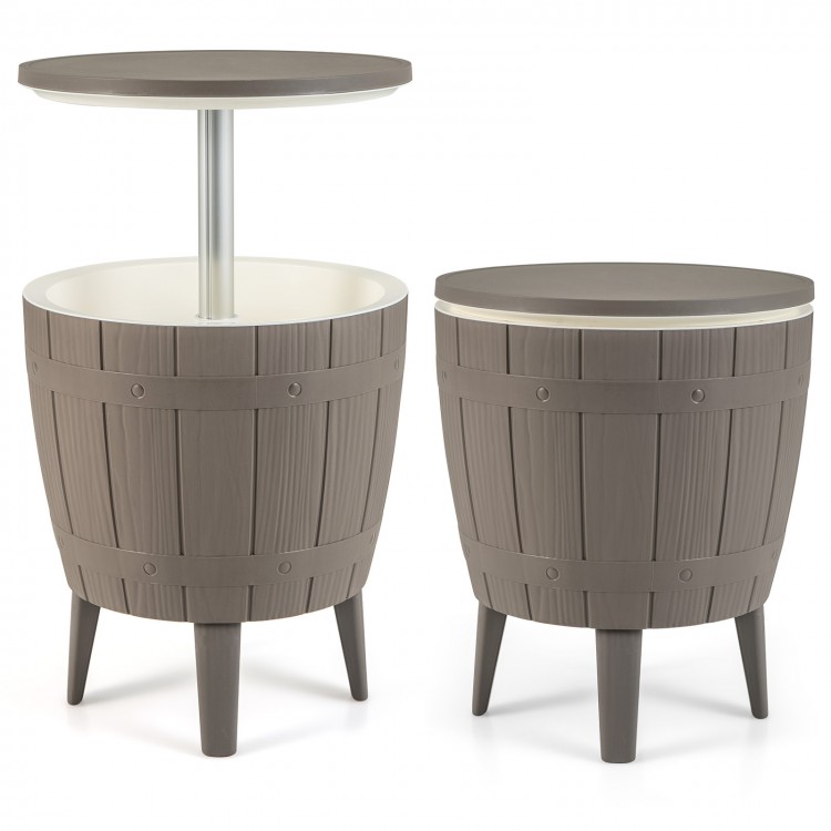 10 Gallon Cooler Bar Table Outdoor Coffee Table Ice Bucket with Telescopic Tabletop for Beer and Wine