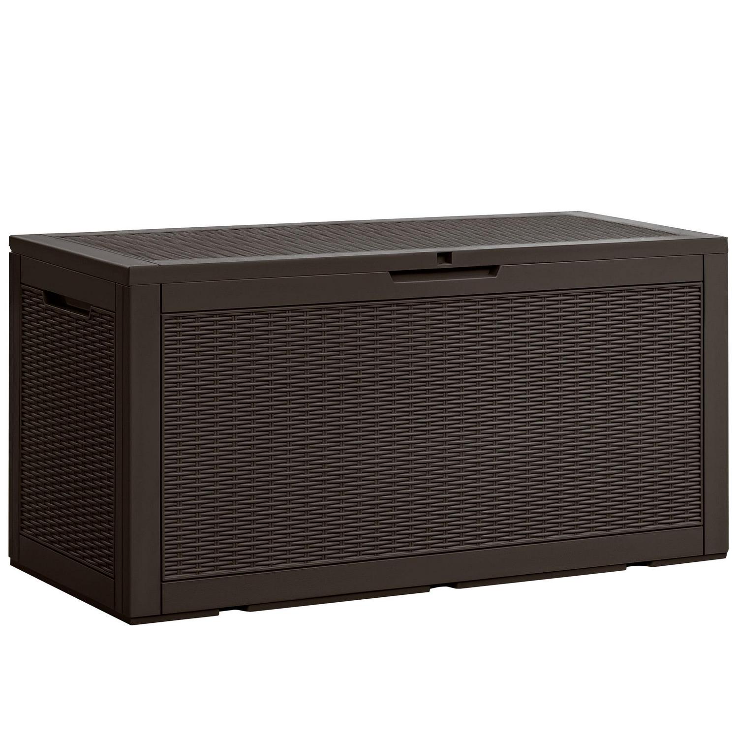 Vineego 105 Gallon Resin Deck Box, Brown – All-Weather Outdoor Storage Solution