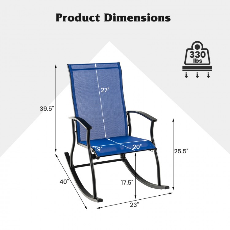 2 Pieces Outdoor Rocking Chairs with Breathable Backrest