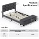 Twin/Full/Queen Upholstered Bed Frame with Ottoman Storage
