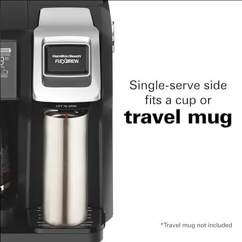 Hamilton Beach FlexBrew Trio 2-Way Coffee Maker, Compatible with K-Cup Pods or Grounds, Combo, Single Serve & Full 12c Pot, Black - Fast Brewing (49902)