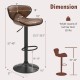 Set of 2 Adjustable Bar Stools Swivel Bar Chairs Pub Kitchen