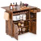 Rolling Kitchen Island Cart with Drop Leaf and Wine Rack