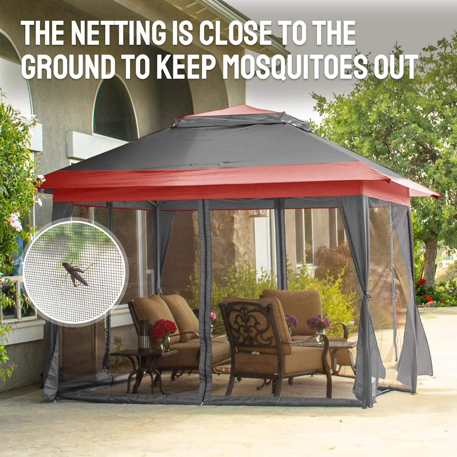 CROWN SHADES 13x13 Pop Up Gazebo, Canopy Tent, Gazebos on Clearance - Outdoor Gazebo for Backyard & Patio Furniture - Carpa Pop Up Tent with Wheeled STO-N-Go Cover Bag (White)