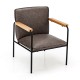 PU Leather Accent Chair with Rubber Wood Armrests