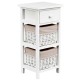 2 Pieces Bedroom Bedside End Table with Drawer Baskets