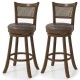 29 Inches Swivel Counter Height Barstool Set of 2 with Rattan Backrest and Footrest