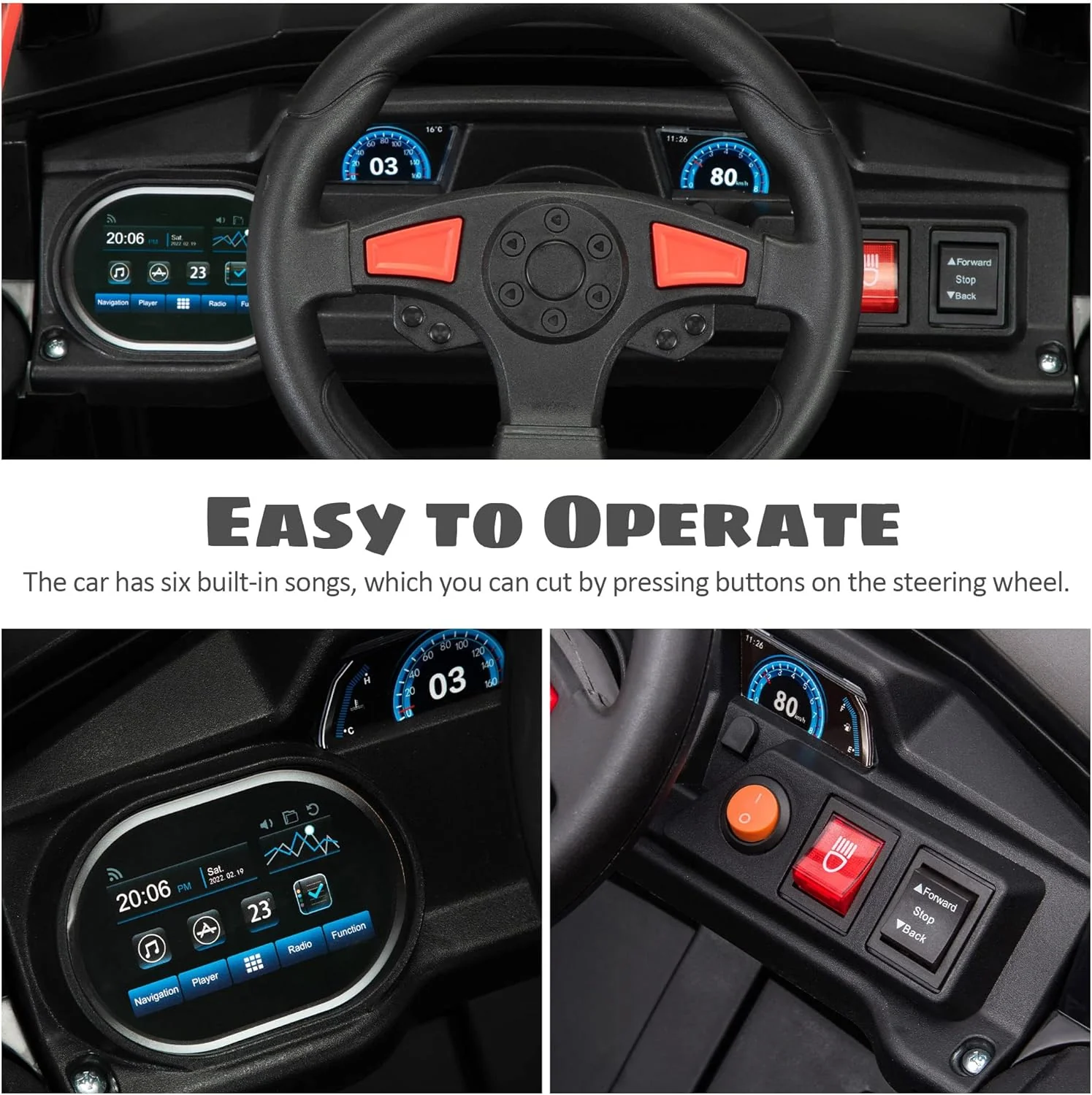 TOBBI 12V Kids Ride on Car, Electric Off-Road UTV Truck with Diverse Functions, Double Open Doors, Safety Belt, Horn, Music, and Lights for Kids Aged 3-5 Years (Rose Red)