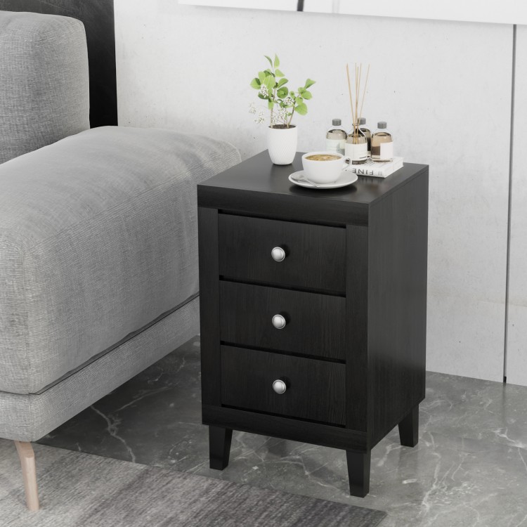 Modern Nightstand with 3 Drawers for Bedroom Living Room