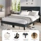 Queen Size Upholstered Bed Frame Linen Platform Bed