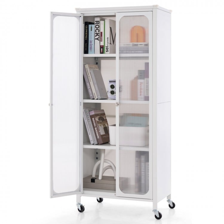 Storage Cabinet with Wheels and Adjustable Shelves