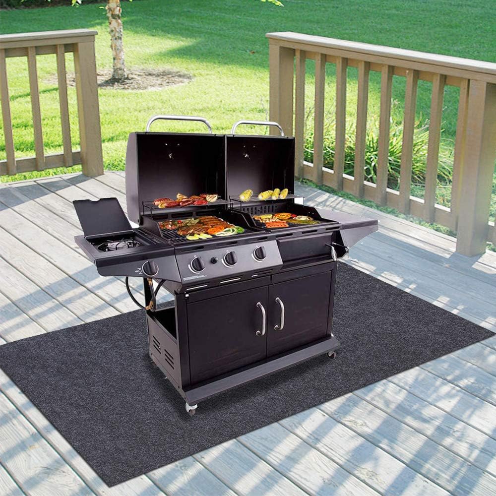 Meitola Gas Grill Mat 48×72 Inch – Durable, Absorbent, Non-Slip BBQ Pad for Decks & Patios