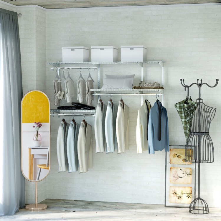 Custom Closet Organizer Kit 3 to 5 Feet Wall-Mounted Closet System with Hang Rod
