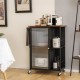 Mobile Serving Cart with Transparent Single Door Cabinet
