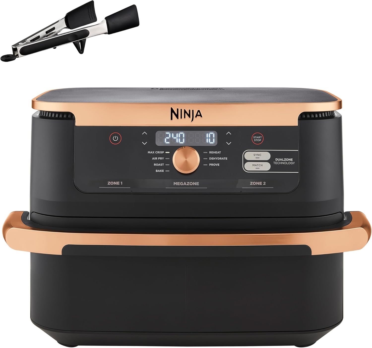 Ninja Foodi FlexDrawer Dual Zone varmluftsfrituregryde, airfryer med 10,4 rum og aftagelig separator, non-stick belægning, tåler opvaskemaskine, kurv, 7-i-1, sort AF500EU
