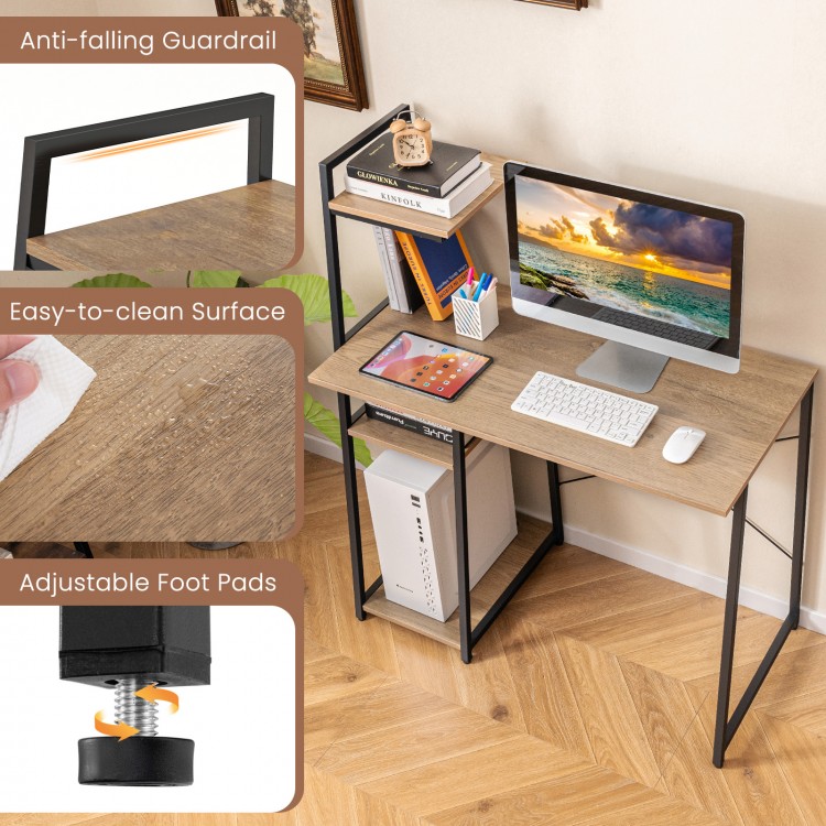 Computer Desk with Shelves and 3-Tier Storage Bookshelf