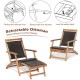 2 Pieces Patio Rattan Folding Lounge Chair with Acacia Wood Table